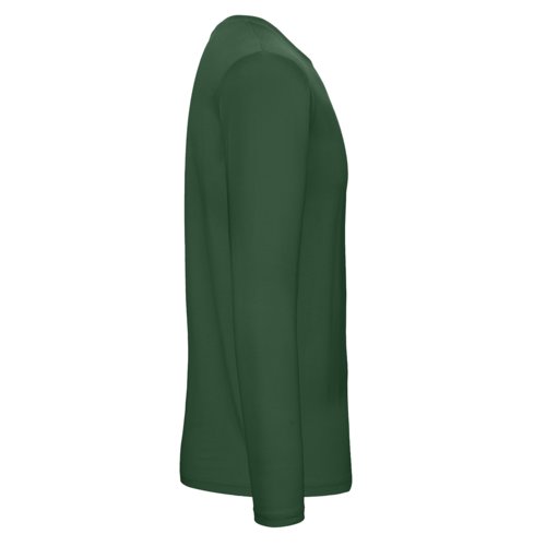 T-shirt  manches longues vert fonc en coton avec col rond.