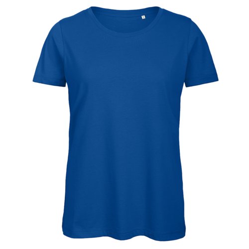 T-shirt bleu roi en coton biologique pour femmes  manches courtes.