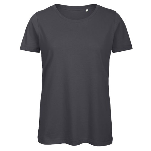 T-shirt en coton gris fonc pour femmes avec manches courtes.