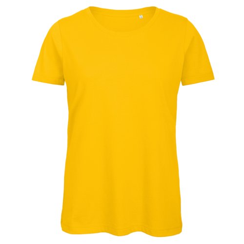T-shirt en coton bio jaune dor pour femme.