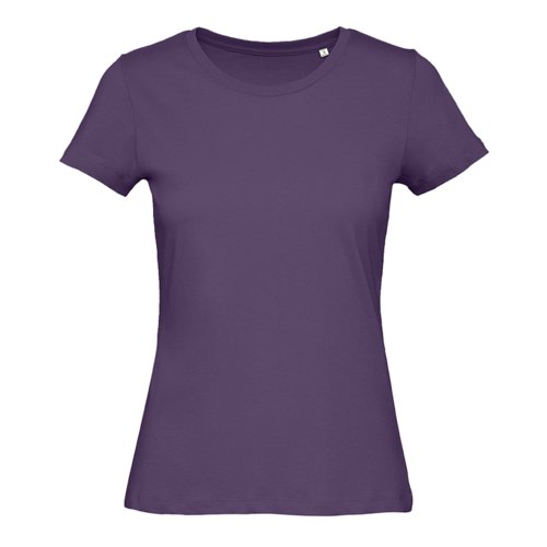 T-shirt violet fonc pour femme en coton biologique  manches courtes.