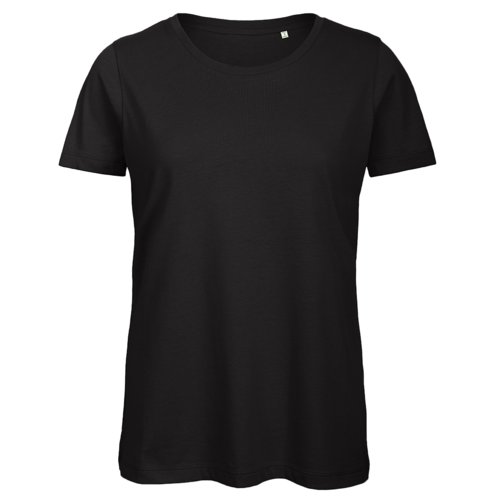 T-shirt noir en coton pour femmes avec manches courtes.