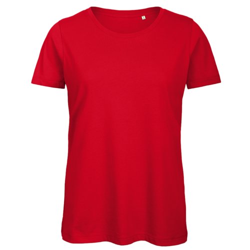 T-shirt rouge pour femme en coton biologique  manches courtes.