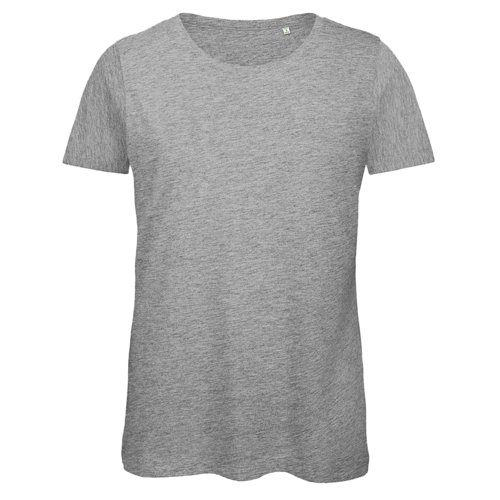 T-shirt gris en coton pour femmes avec manches courtes.