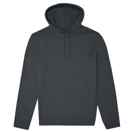 Sweat  capuche gris fonc en coton biologique mlang avec cordon de serrage.