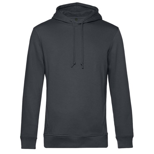 Sweat  capuche gris fonc en coton biologique et polyester recycl.