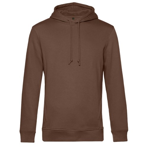 Sweat  capuche marron en mlange de coton avec capuche et cordon de serrage.