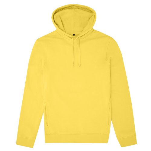 Sweat  capuche jaune en coton-polyester avec capuche et cordon de serrage.