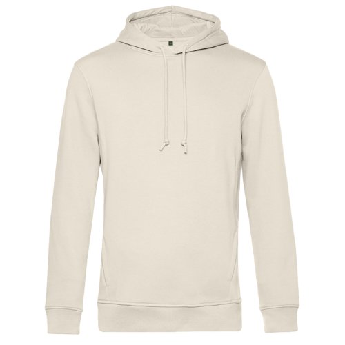 Sweat  capuche beige en mlange de coton avec capuche et cordon de serrage.