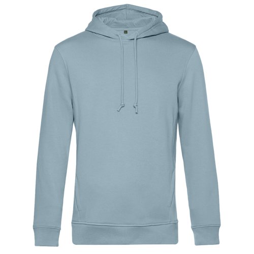 Sweat  capuche bleu clair en mlange de coton avec cordon de serrage, modle homme.