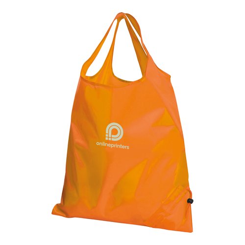 Sac transformable orange en matriau lger avec cordon de serrage.