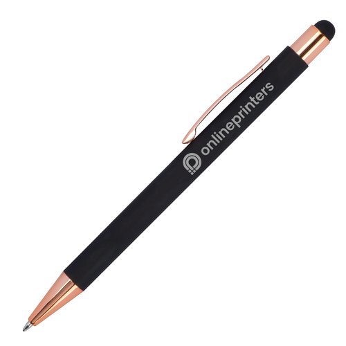 Stylo  bille noir avec stylet tactile et clip.