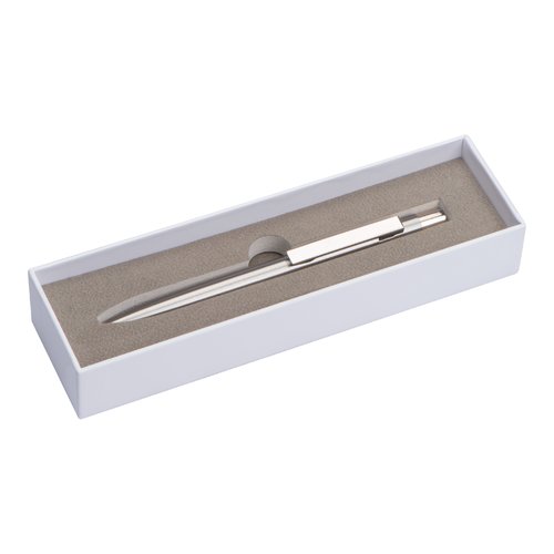 Stylo à bille en acier inoxydable gris argenté avec clip.