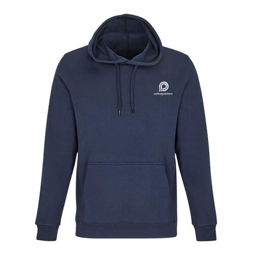 Sweat � capuche bleu marine en coton-polyester avec capuche et poche kangourou.