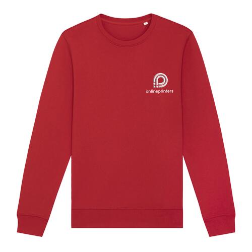 Sweat-shirt rouge unisexe en coton m�lang� avec encolure ras du cou.