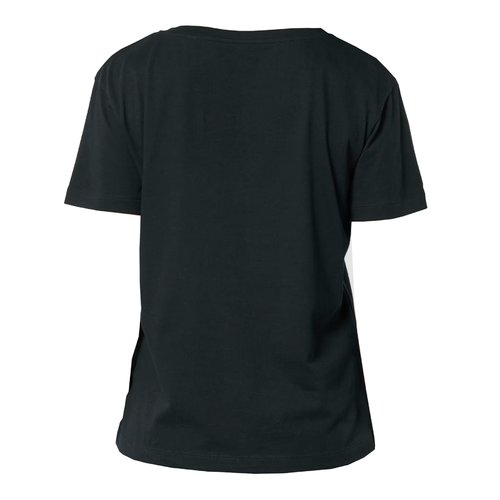 T-shirt noir en coton biologique pour femmes � manches courtes.