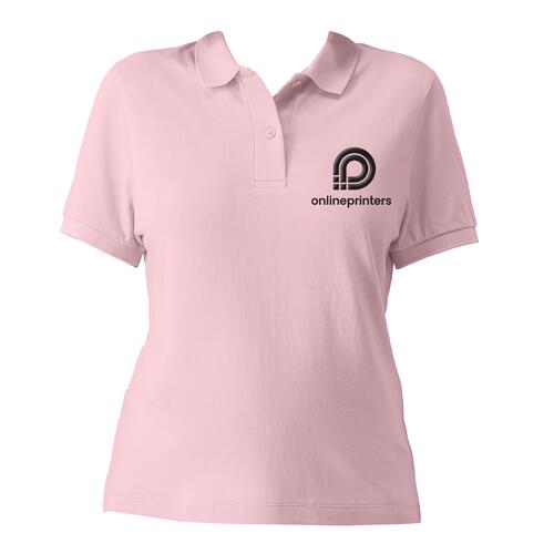 Polo rose en coton biologique avec courte patte de boutonnage.