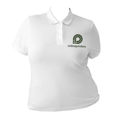 Polo blanc en coton biologique pour femmes avec une courte patte de boutonnage.