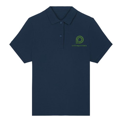 Polo bleu marine pour femmes en coton biologique avec manches courtes.