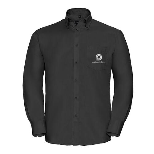 Chemise noire en coton pour homme avec manches longues.