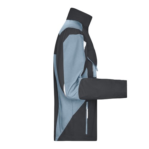 Veste de travail noire et grise en mlange polyester-coton avec fermeture clair et poches multiples.