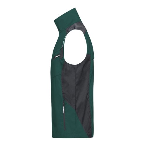 Gilet de travail vert fonc/noir en mlange polyester-coton avec poches zippes.