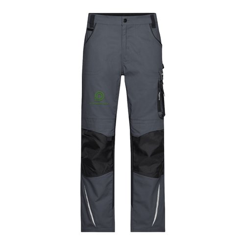 Pantalon de travail gris fonc/noir en mlange polyester-coton avec poches.