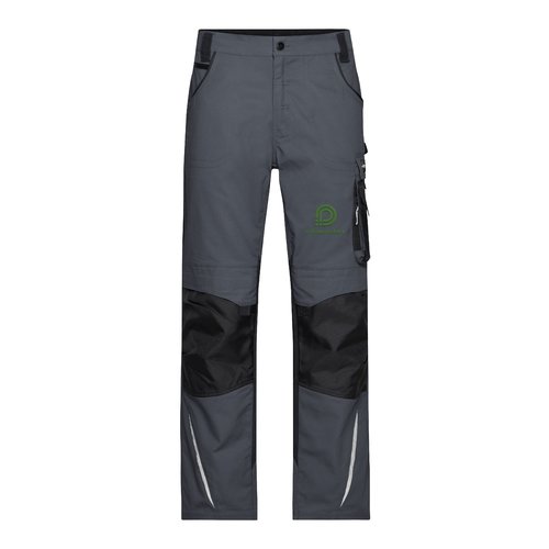 Pantalon de travail gris fonc�/noir en m�lange polyester-coton avec poches multiples.