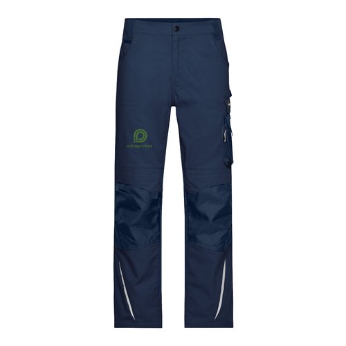 Pantalon de travail bleu marine en mlange polyester-coton avec poches.