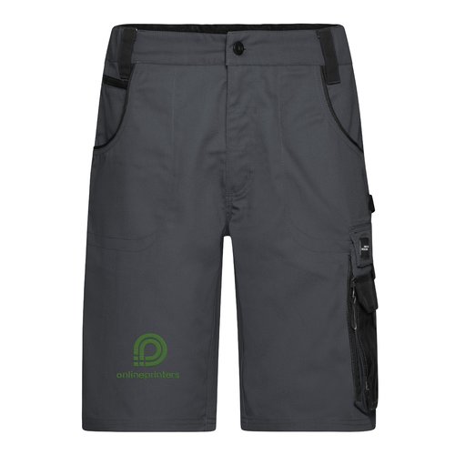 Short de travail gris fonc en mlange polyester-coton avec plusieurs poches.