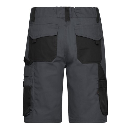 Short en polyester-coton gris fonc/noir avec poches multiples.