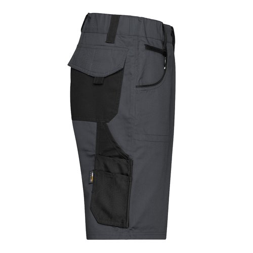 Shorts gris fonc/noir en polyester-coton avec plusieurs poches.