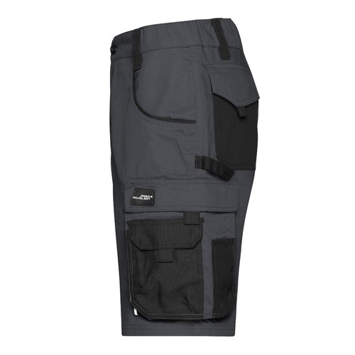 Shorts gris fonc/noirs en polyester-coton avec plusieurs poches.