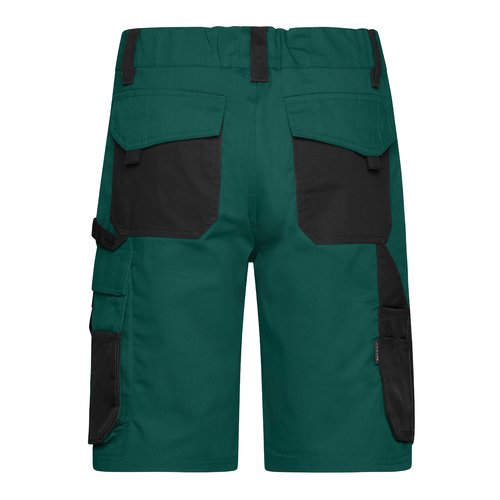 Short vert fonc/noir en polyester et coton avec de multiples poches.