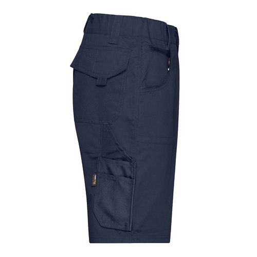 Short bleu marine en mlange de coton avec plusieurs poches.