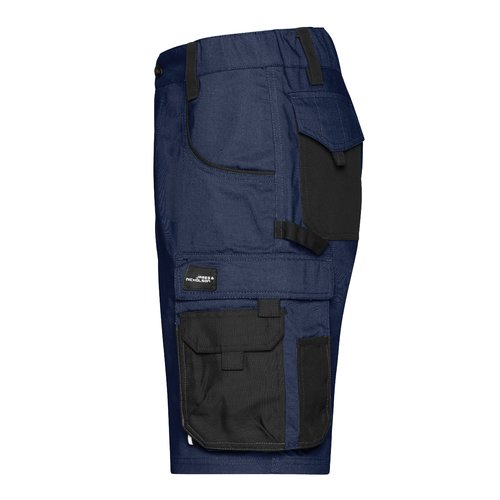 Short de travail bleu marine en mlange polyester-coton avec poches multiples.