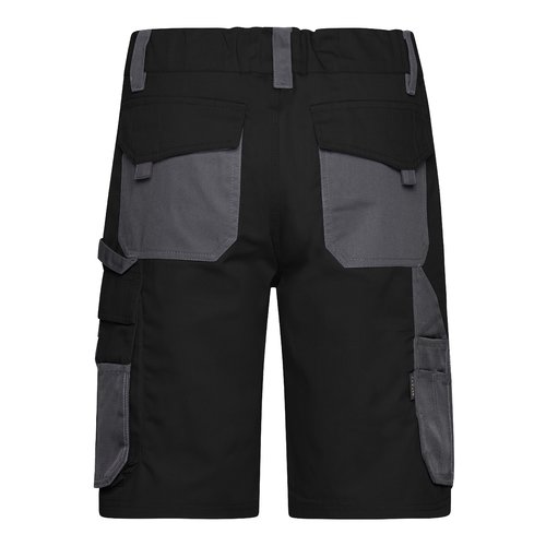Short de travail noir et gris en mlange de polyester et coton avec poches multiples.