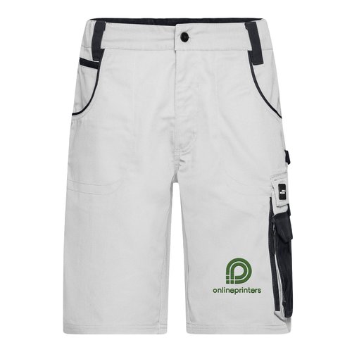 Short de travail blanc et gris en m�lange polyester-coton avec plusieurs poches.