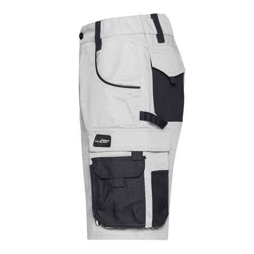 Short de travail blanc/gris en mlange de polyester-coton avec plusieurs poches.