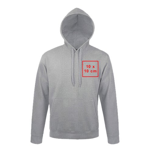 Sweat � capuche unisexe gris avec poche kangourou et cordon de serrage.