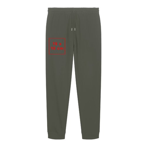 Pantalon de jogging en tissu vert avec taille �lastique et cordon de serrage.