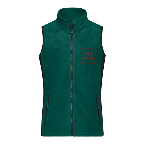 Veste en polaire verte avec fermeture clair intgrale et poches.
