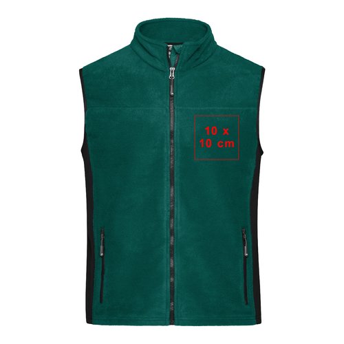 Gilet en polaire vert avec fermeture éclair intégrale et poches latérales.