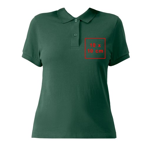 Polo vert en coton pour femme avec courte patte de boutonnage.