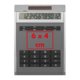 Calculatrice grise avec clavier et cran.