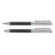 Ensemble de stylos en carbone noir avec stylo  bille, stylo plume et tui.