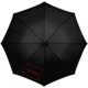 Parapluie automatique noir avec housse et poignée.