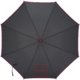 Parapluie automatique noir avec des accents colors et une housse.