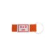 Porte-cls orange en tissu avec anneau mtallique.