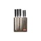 Bloc  couteaux en bois avec six couteaux en acier inoxydable.